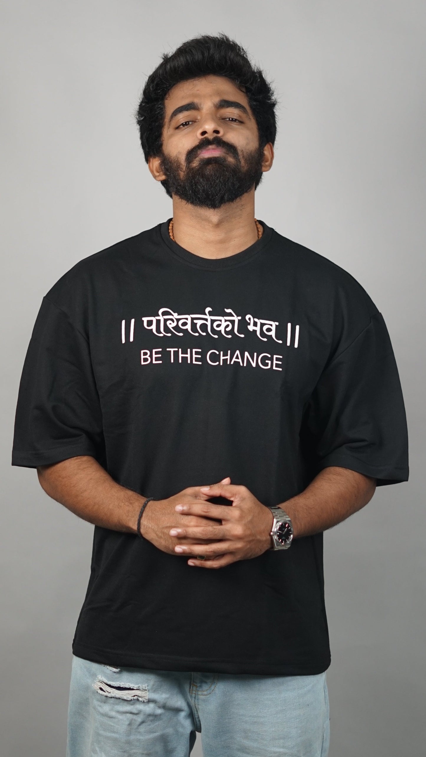 ॥ परिवर्त्तको भव ॥BE THE CHANGE Oversized Fit T-shirt