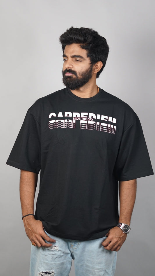 CARPEDIEM Black Oversized Fit T-shirt