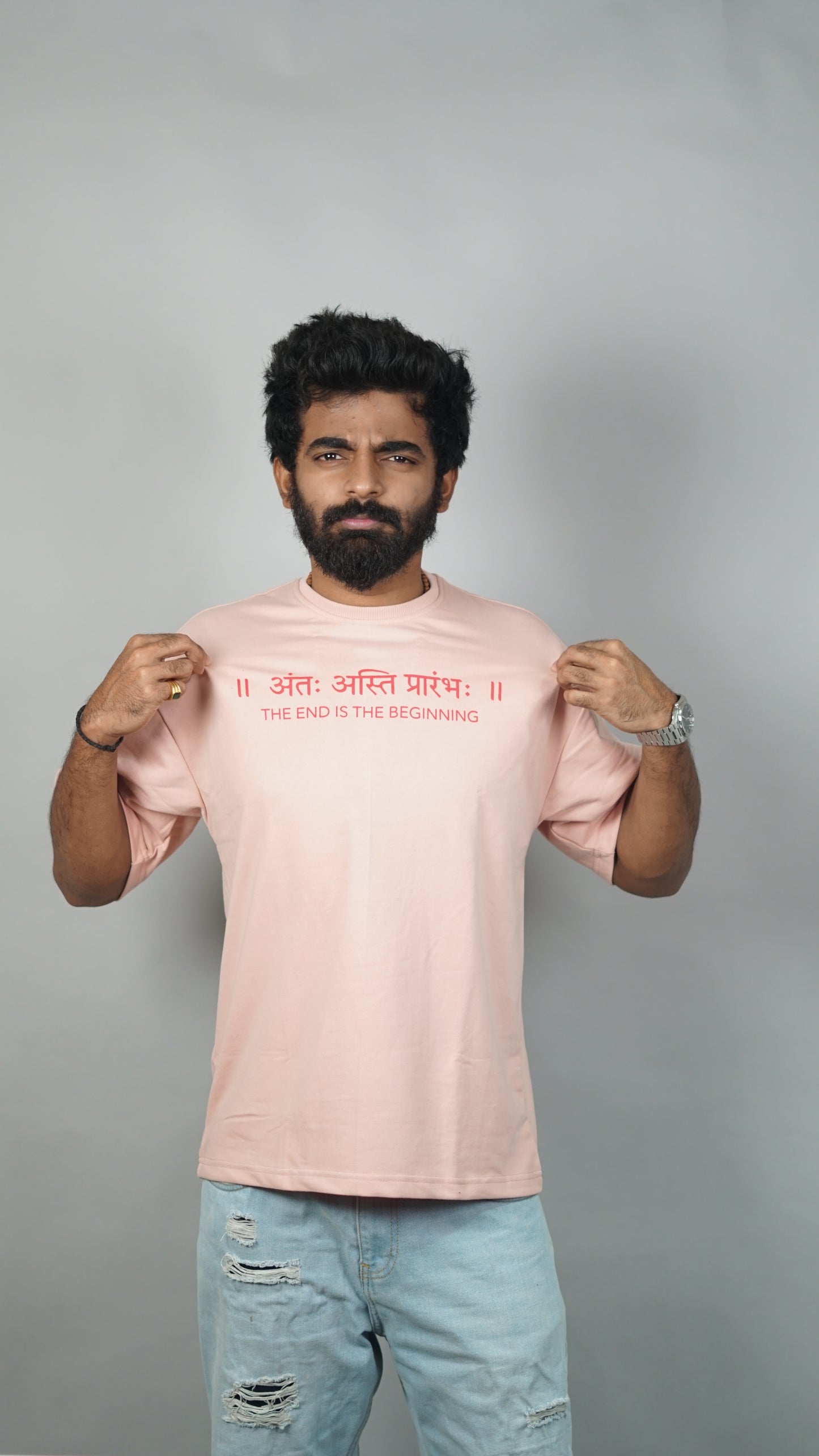 ॥ अंतः अस्ति प्रारंभः ॥ Oversized Fit T-Shirt