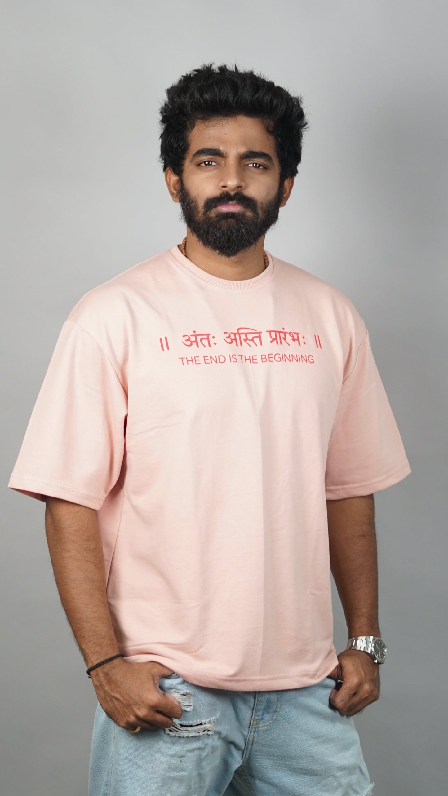 ॥ अंतः अस्ति प्रारंभः ॥ Oversized Fit T-Shirt